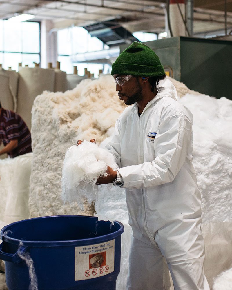man working with fiber